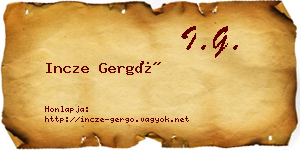 Incze Gergő névjegykártya